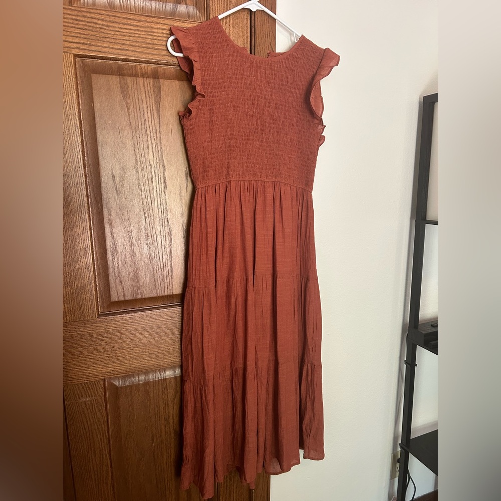 Turn Of Events Ginger Tiered Midi Dress - Medium